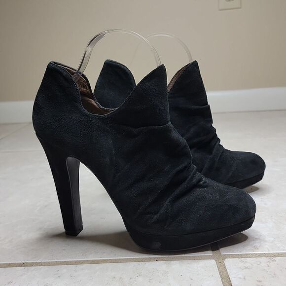 Rosegold Ankle Platform Black Suede Bootie Size 8 / 39 - Picture 2 of 15